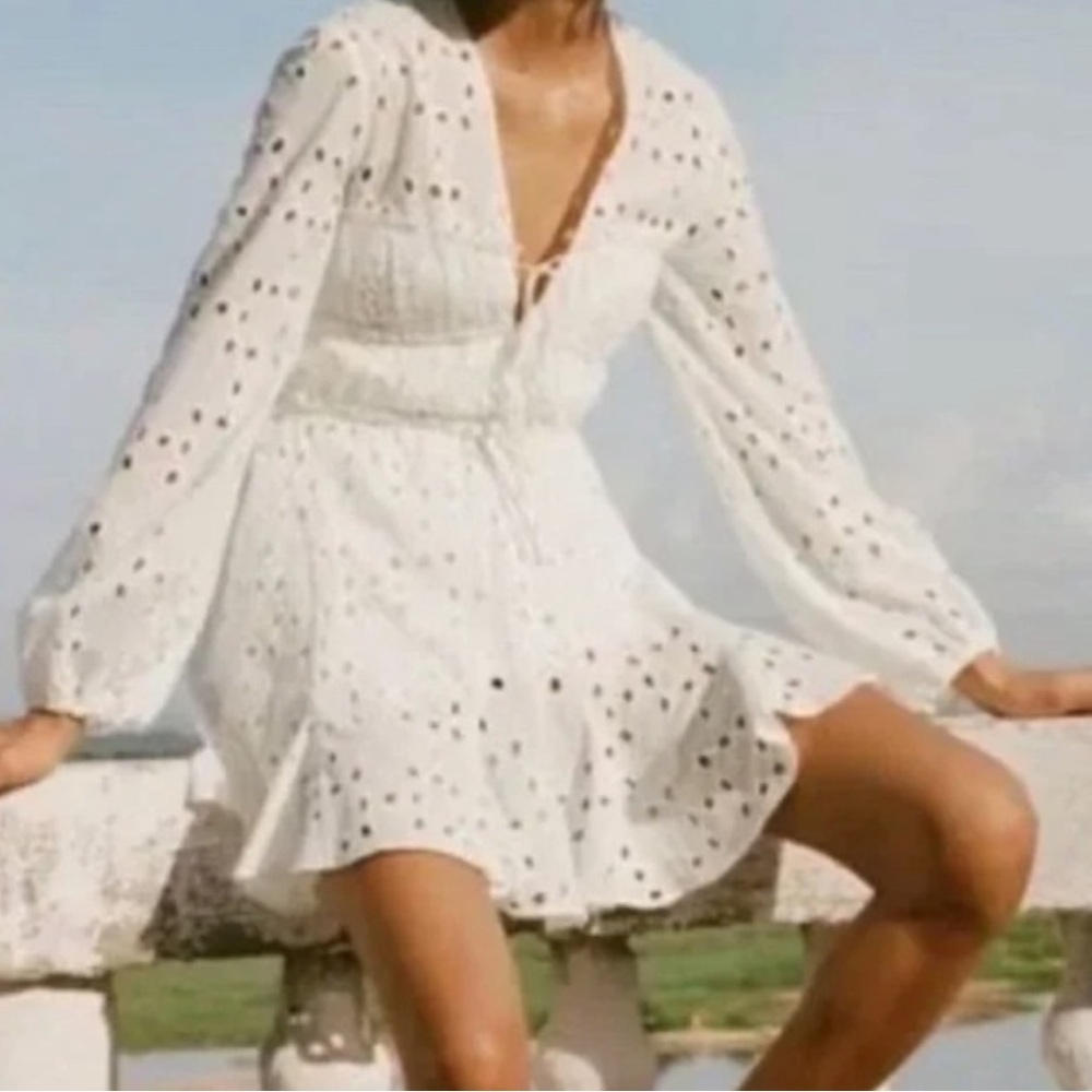Elegant White Eyelet Dress